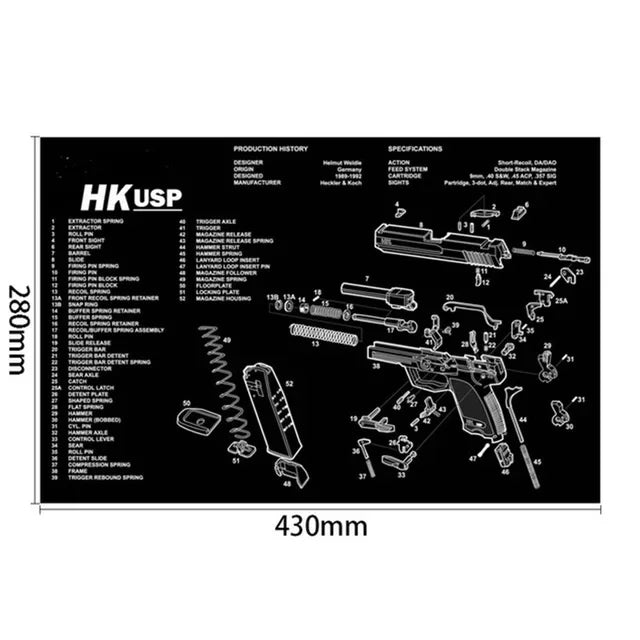 Tactical Gun Cleaning Rubber Mat & Mouse Pad – 3D Firearm Workbench Mat for AR-15, AK-47, Glock, 1911, CZ-75, Sig P226, Beretta 92