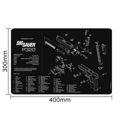 Tactical Gun Cleaning Mat & Mouse Pad – 3D Rubber Workbench Mat for Pistol Maintenance (Glock, 1911, HK USP, Sig P226, CZ-75)