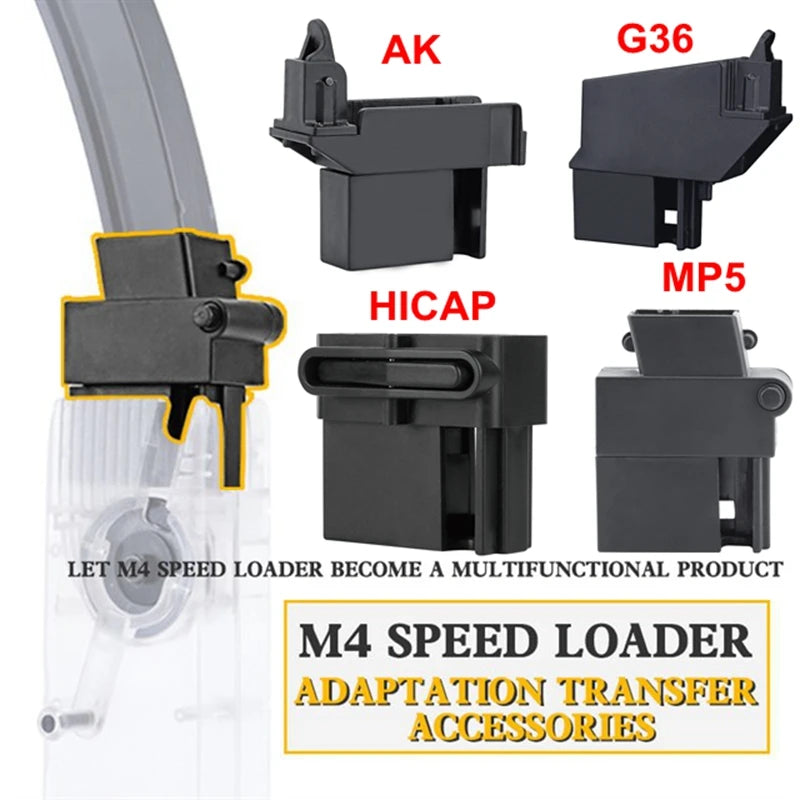 Speedloader Adapter for G36/AK/MP5 – M4 Fast Loader & HICAP Magazine Accessory