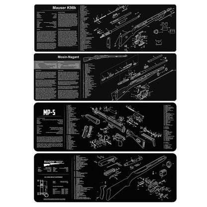 Tactical Gun Cleaning Rubber Mat & Mouse Pad – 3D Firearm Workbench Mat for AR-15, AK-47, Glock, 1911, CZ-75, Sig P226, Beretta 92