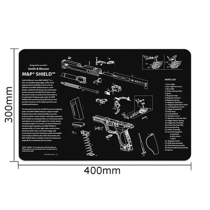 Tactical Gun Cleaning Mat & Mouse Pad – 3D Rubber Workbench Mat for Pistol Maintenance (Glock, 1911, HK USP, Sig P226, CZ-75)