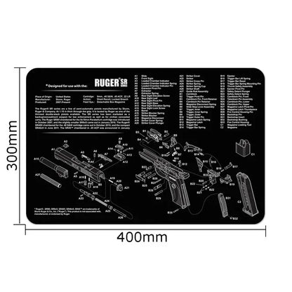 Tactical Gun Cleaning Mat & Mouse Pad – 3D Rubber Workbench Mat for Pistol Maintenance (Glock, 1911, HK USP, Sig P226, CZ-75)