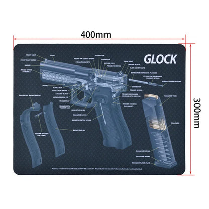 Tactical Gun Cleaning Rubber Mat & Mouse Pad – 3D Firearm Workbench Mat for AR-15, AK-47, Glock, 1911, CZ-75, Sig P226, Beretta 92