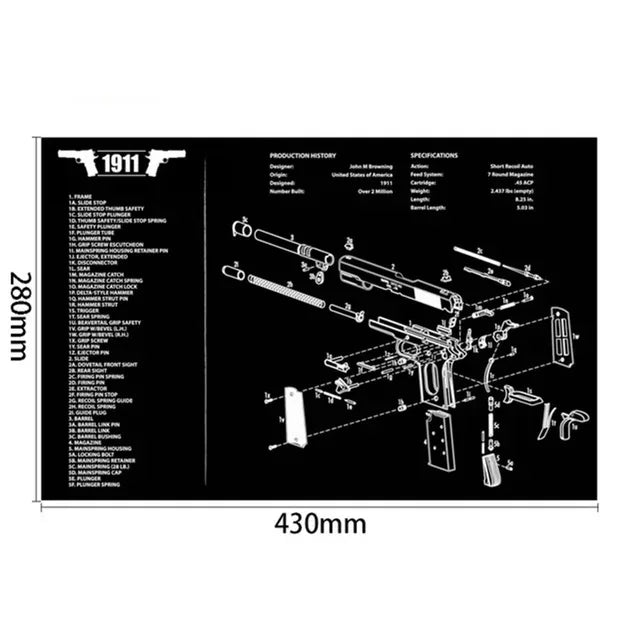 Tactical Gun Cleaning Rubber Mat & Mouse Pad – 3D Firearm Workbench Mat for AR-15, AK-47, Glock, 1911, CZ-75, Sig P226, Beretta 92