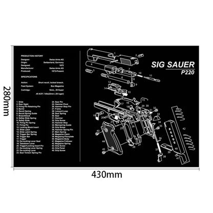 Tactical Gun Cleaning Rubber Mat & Mouse Pad – 3D Firearm Workbench Mat for AR-15, AK-47, Glock, 1911, CZ-75, Sig P226, Beretta 92