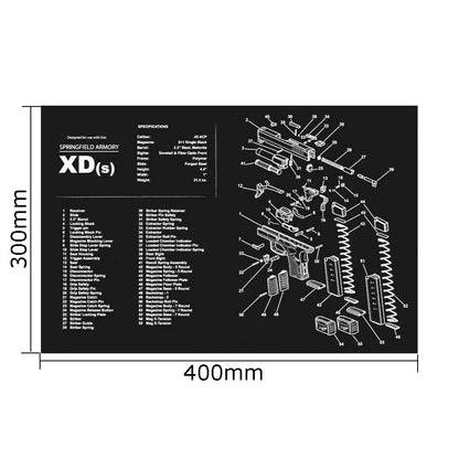 Tactical Gun Cleaning Mat & Mouse Pad – 3D Rubber Workbench Mat for Pistol Maintenance (Glock, 1911, HK USP, Sig P226, CZ-75)