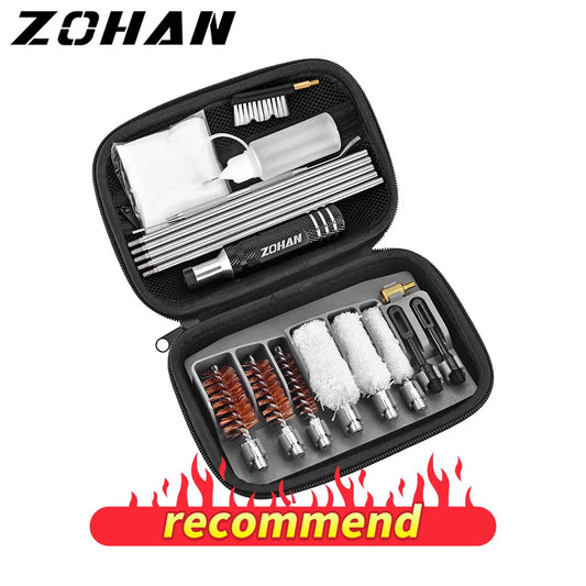 ZOHAN Tactical Shotgun Cleaning Kit for 12GA 20GA 410GA – Hunting Gun Cleaning Set with Handles, Cotton Mop & Bore Brushes