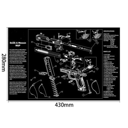 Tactical Gun Cleaning Rubber Mat & Mouse Pad – 3D Firearm Workbench Mat for AR-15, AK-47, Glock, 1911, CZ-75, Sig P226, Beretta 92