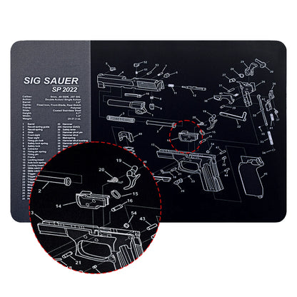 Tactical Gun Cleaning Rubber Mat & Mouse Pad – 3D Firearm Workbench Mat for AR-15, AK-47, Glock, 1911, CZ-75, Sig P226, Beretta 92